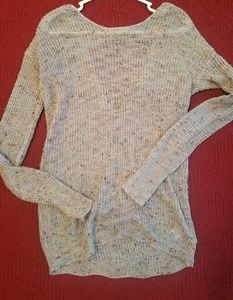 Grey open back lace up sweater.